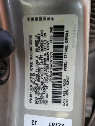 1NXBU4EE5AZ323703 - 2010 TOYOTA COROLLA BASE GOLD photo 12