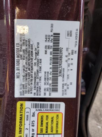 3LN6L2J9XDR803992 - 2013 LINCOLN MKZ BURGUNDY photo 12