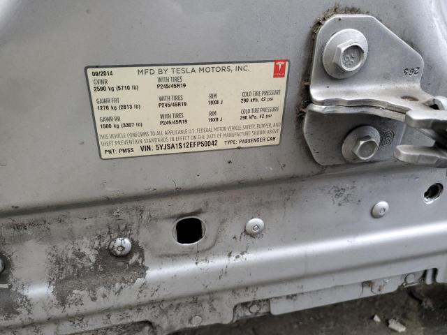 5YJSA1S12EFP50042 - 2014 TESLA MODEL S ვერცხლისფერი ფოტო 13
