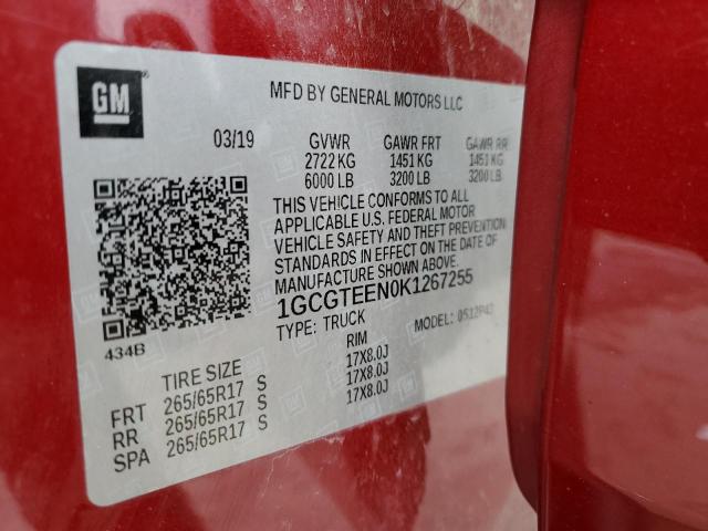 1GCGTEEN0K1267255 - 2019 CHEVROLET COLORADO ZR2 RED photo 13