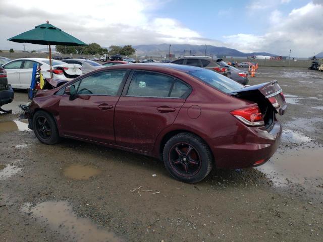 19XFB2F53DE250879 - 2013 HONDA CIVIC LX BURGUNDY photo 2