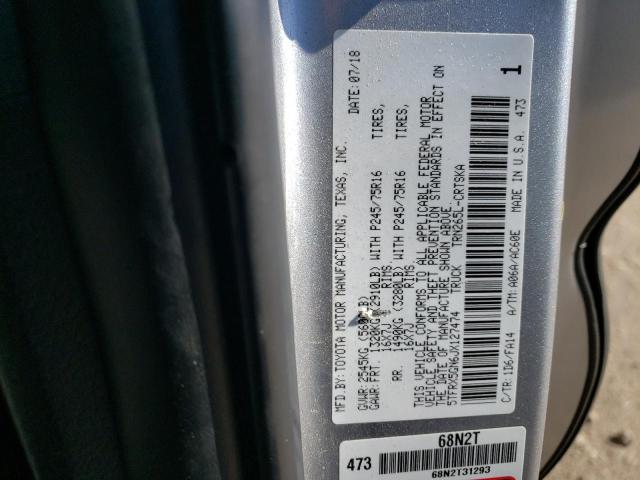 5TFRX5GN6JX127474 - 2018 TOYOTA TACOMA ACCESS CAB ვერცხლისფერი ფოტო 12