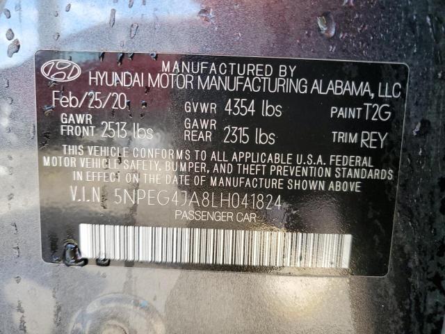 5NPEG4JA8LH041824 - 2020 HYUNDAI SONATA SE CHARCOAL photo 12