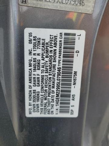 1HGEM22995L079046 - 2005 HONDA CIVIC EX GRAY photo 12