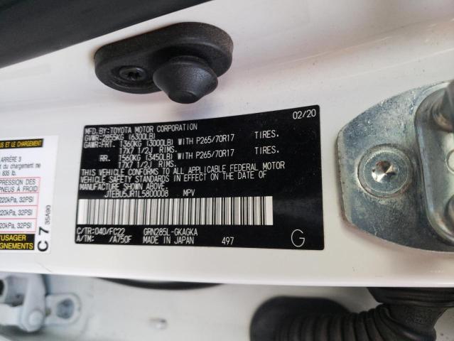 JTEBU5JR1L5800008 - 2020 TOYOTA 4RUNNER SR5/SR5 PREMIUM 白色 照片 13