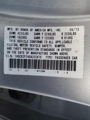 1HGCR2F34DA200879 - 2013 HONDA ACCORD LX SILVER photo 12