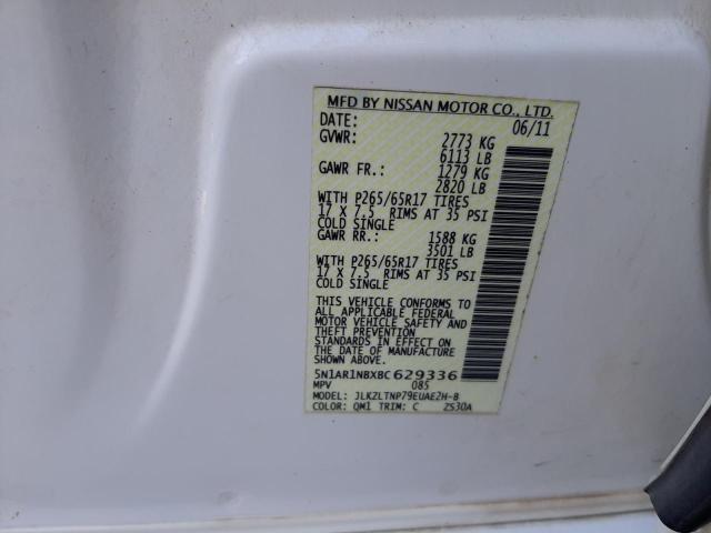 5N1AR1NBXBC629336 - 2011 NISSAN PATHFINDER S WHITE photo 13