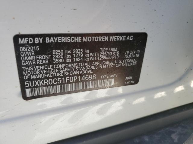 5UXKR0C51F0P14698 - 2015 BMW X5 XDRIVE35I WHITE photo 13