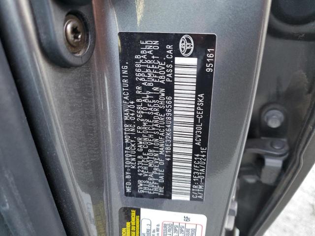 4T1BE32K64U896566 - 2004 TOYOTA CAMRY LE GRAY photo 12