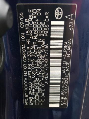 JTKDE177X70177136 - 2007 TOYOTA SCION TC 蓝色 照片 12