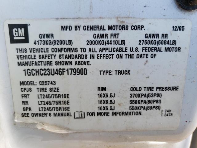 1GCHC23U46F179900 - 2006 CHEVROLET SILVERADO WHITE photo 12