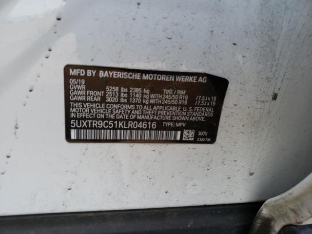 5UXTR9C51KLR04616 - 2019 BMW X3 XDRIVE30I WHITE photo 13