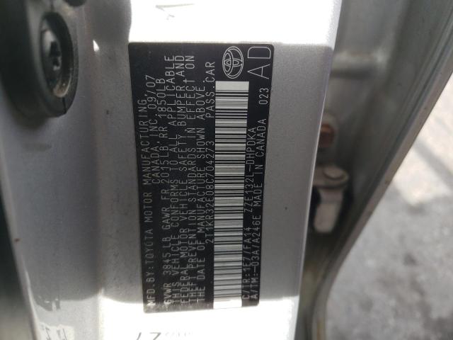 2T1KR32E08C704273 - 2008 TOYOTA COROLLA MA XR SILVER photo 12