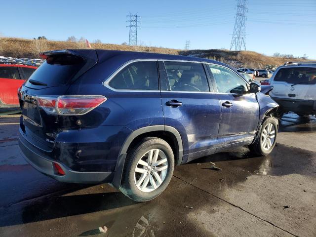 5TDBKRFH4ES033625 - 2014 TOYOTA HIGHLANDER LE BLUE photo 3