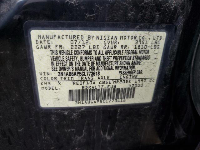 3N1AB6AP5CL773618 - 2012 NISSAN SENTRA 2.0 BLACK photo 12