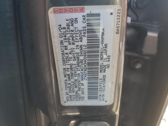 JTKKT624340066012 - 2004 TOYOTA SCION XA ნაცრისფერი ფოტო 12