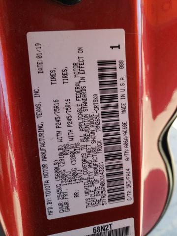 5TFRX5GN0KX143221 - 2019 TOYOTA TACOMA ACCESS CAB RED photo 12