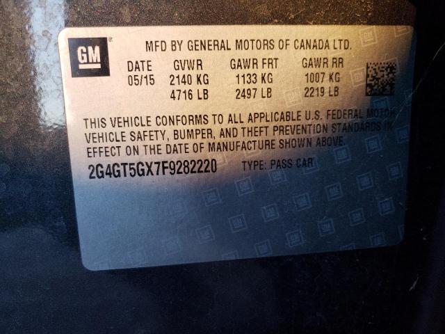 2G4GT5GX7F9282220 - 2015 BUICK REGAL GS გრაფიტი ფოტო 12