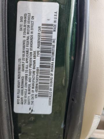 4S3BH675X37645501 - 2003 SUBARU LEGACY OUTBACK AWP 绿色 照片 13