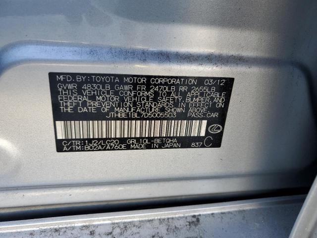 JTHBE1BL7D5005503 - 2013 LEXUS GS 350 SILVER photo 12