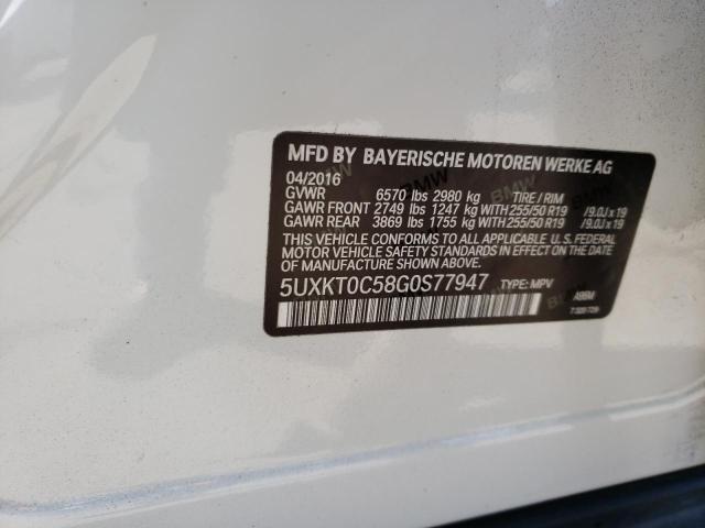 5UXKT0C58G0S77947 - 2016 BMW X5 XDR40E WHITE photo 13