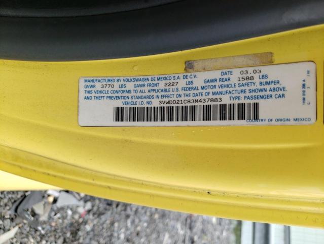 3VWDD21C83M437883 - 2003 VOLKSWAGEN NEW BEETLE GLX 黄色 照片 10