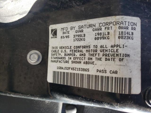 1G8AJ52F45Z153865 - 2005 SATURN ION LEVEL 2 SILVER photo 12