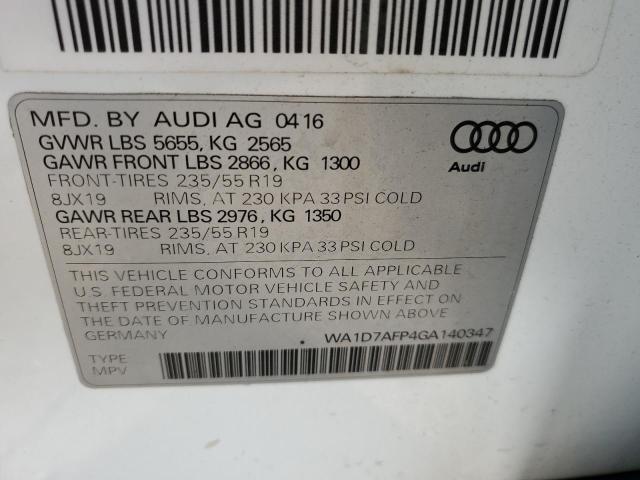 WA1D7AFP4GA140347 - 2016 AUDI Q5 PREMIUM PLUS S-LINE WHITE photo 12