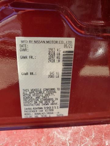 1N4BL4DV9MN390351 - 2021 NISSAN ALTIMA SV RED photo 12