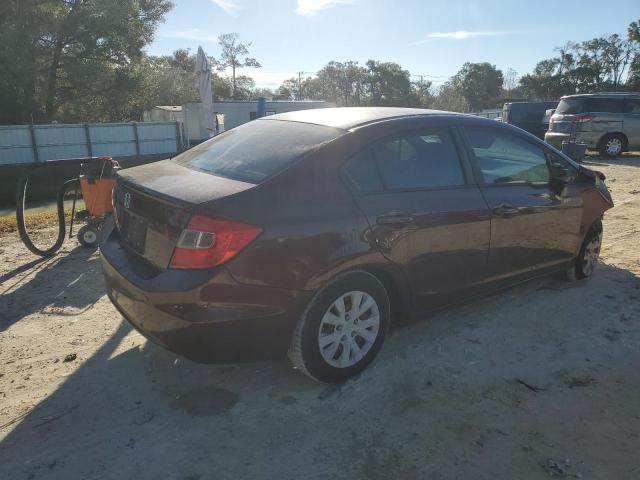 19XFB2F52CE099533 - 2012 HONDA CIVIC LX BURGUNDY photo 3