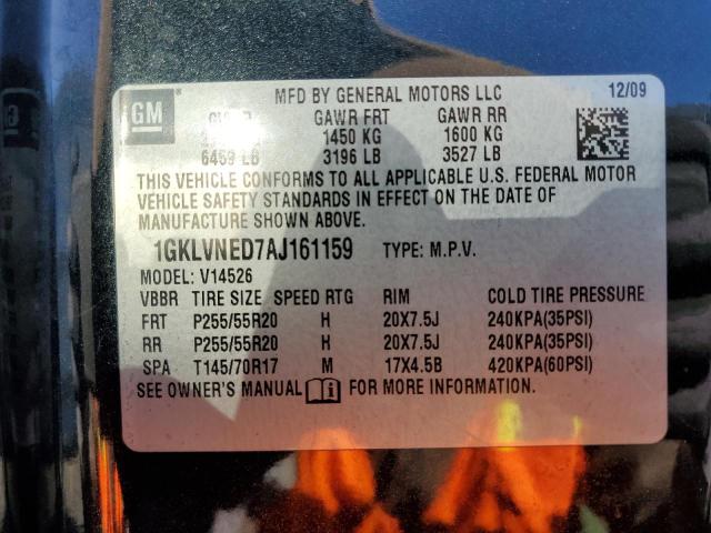 1GKLVNED7AJ161159 - 2010 GMC ACADIA SLT-2 BLACK photo 13