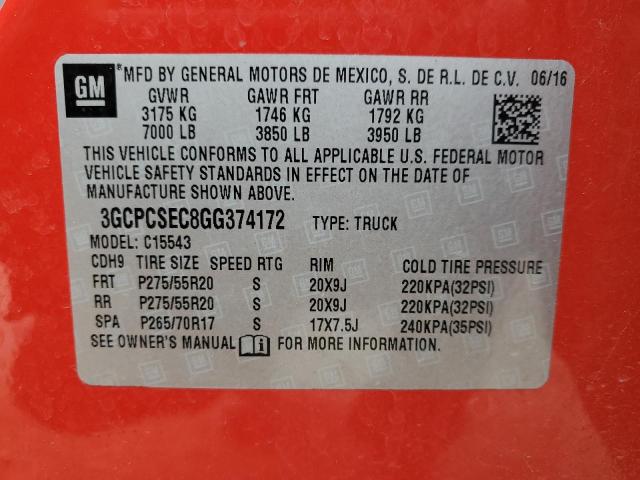 3GCPCSEC8GG374172 - 2016 CHEVROLET SILVERADO C1500 LTZ RED photo 12