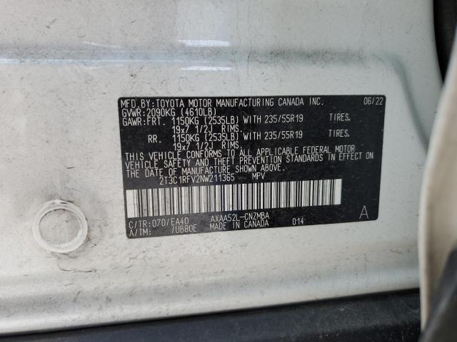 2T3C1RFV2NW211365 - 2022 TOYOTA RAV4 XLE PREMIUM WHITE photo 13