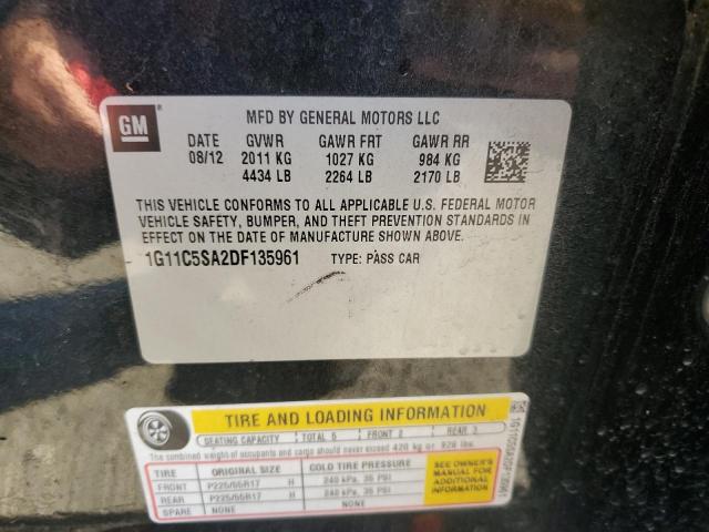 1G11C5SA2DF135961 - 2013 CHEVROLET MALIBU 1LT BLACK photo 10