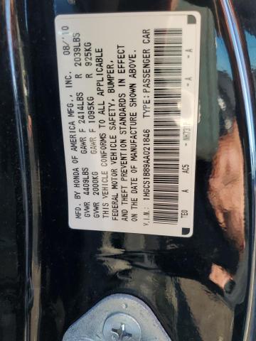 1HGCS1B89AA021846 - 2010 HONDA ACCORD EXL BLACK photo 12