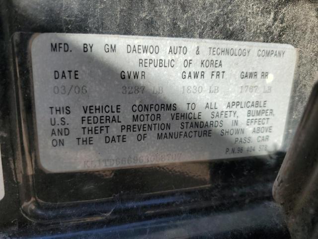 KL1TD66696B668707 - 2006 CHEVROLET AVEO BASE Qara foto 12