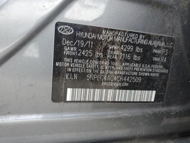 5NPEC4AC4CH442509 - 2012 HYUNDAI SONATA SE GRAY photo 12