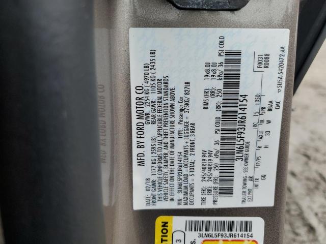 3LN6L5F93JR614154 - 2018 LINCOLN MKZ RESERVE თაფლისფერი ფოტო 12