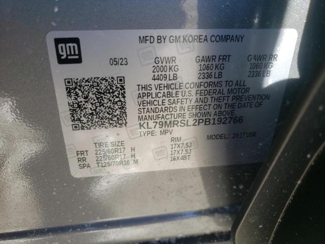 KL79MRSL2PB192766 - 2023 CHEVROLET TRAILBLAZE LT SILVER photo 13