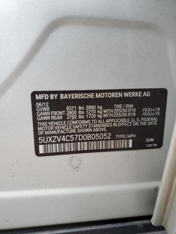 5UXZV4C57D0B05052 - 2013 BMW X5 XDRIVE35I SILVER photo 12