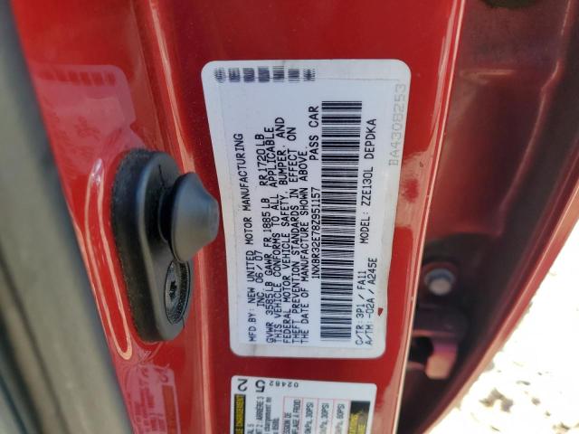 1NXBR32E78Z951157 - 2008 TOYOTA COROLLA CE RED photo 12