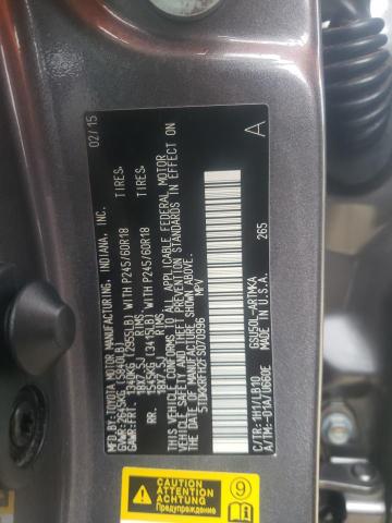 5TDKKRFH2FS070996 - 2015 TOYOTA HIGHLANDER XLE ნაცრისფერი ფოტო 12