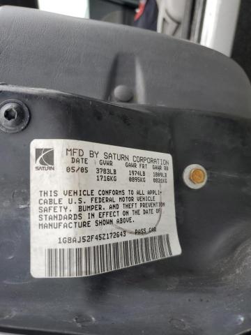 1G8AJ52F45Z172643 - 2005 SATURN ION LEVEL 2 银色 照片 12