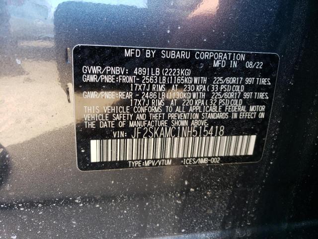 JF2SKAMC1NH515418 - 2022 SUBARU FORESTER WILDERNESS GRAY photo 13