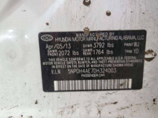 5NPDH4AE7DH324003 - 2013 HYUNDAI ELANTRA GLS WHITE photo 12