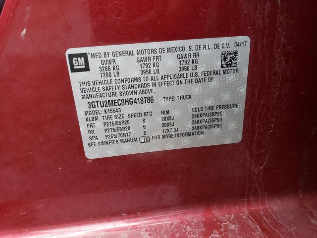 3GTU2MEC8HG418786 - 2017 GMC SIERRA K1500 SLE BURGUNDY photo 12