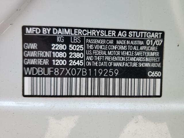 WDBUF87X07B119259 - 2007 MERCEDES-BENZ E 350 4MATIC WHITE photo 12