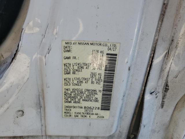 1N6BF0KY7HN806228 - 2017 NISSAN NV 1500 S WHITE photo 13