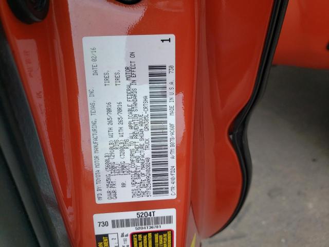 5TFSZ5AN9GX020240 - 2016 TOYOTA TACOMA ACCESS CAB ნარინჯისფერი ფოტო 13