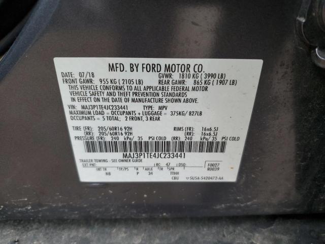 MAJ3P1TE4JC233441 - 2018 FORD ECOSPORT SE Gris foto 12